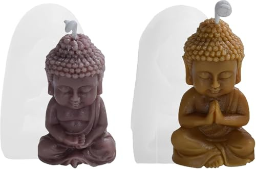 XRVRILE Silikonformen Gießformen Kerzen, 2 Stück DIY Buddhismus Buddha-Statue Kerzen Silikonform, Silikonformen Kerzen Silikonform Kerzen, Kerzen-gießform für Herstellung von Kerzen, Kunsthandwerk