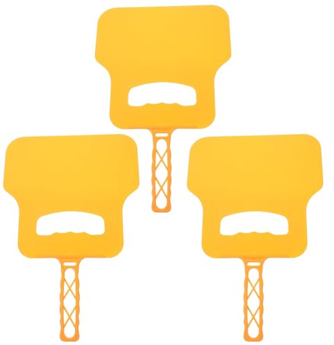 Tofficu Ventaglio Manuale per Barbecue in Plastica Gialla, Set da 3 Pezzi, Ventilatore Portatile per Grigliate All'aperto, Accessorio per Cottura Uniforme su Griglie a Gas e Legna
