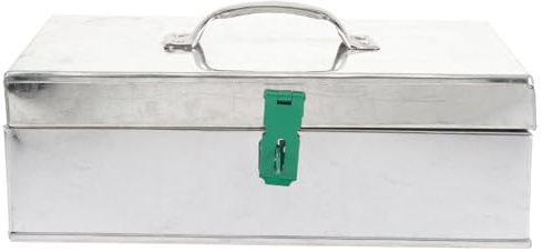 Alipis Boîte à Outils en Tôle de Fer 28x16x9 Cm Serrure, Boîte de Rangement Antirouille Multifonctionnelle pour Maison, Coffre Portable Sécurisé pour Outils et Caisse à Couleur