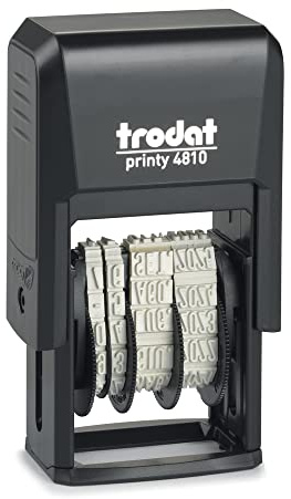 Trodat Printy 4810 Timbro Datario Autoinchiostrante Colore Nero, Formato Data GG MMM (in lettere) AAA, Italiano, Altezza carattere 3,8 mm, Impronta 20x38 mm, Cartuccia Nera Inclusa