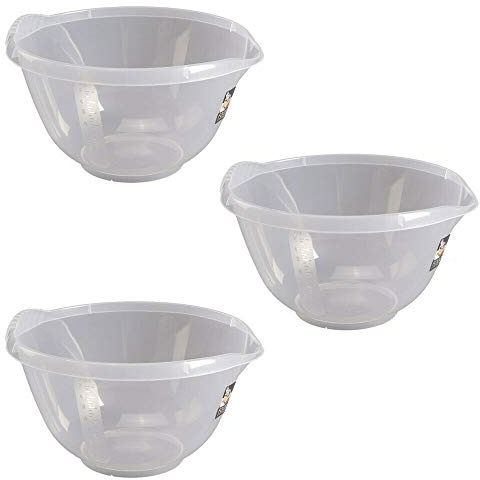 Wham 12181 Cuisine Clear Plastic Mixing Bowl 4 Litre 30x28x16cm (3 Bowls)