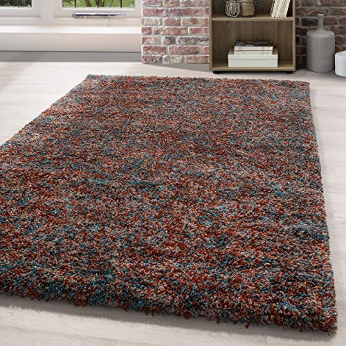 HomebyHome Shaggy Teppich Wohnzimmer 140 x 200 cm - Hochflor Wohnzimmerteppich Mehrfarbig Extra Weich und Flauschig - Langflor Teppiche für Schlafzimmer, Küche, Flur - Carpet, Halı, Kilim