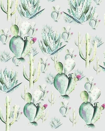 Komar Non-Woven Photo Wallpaper - Cactus Grey - Size 200 x 250 cm (Width x Height) - Wall Cactus Wallpaper Living Room Bedroom Office Hallway Decoration Wall Picture - P045B-VD2