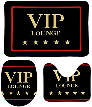 RedBeans Rutschfeste Badematte, 3-teiliges Flanell-Badezimmerteppich-Set, Motiv: Fünf Sterne, VIP Lounge, Bild, weicher WC-Vorleger, WC-Vorleger, Set