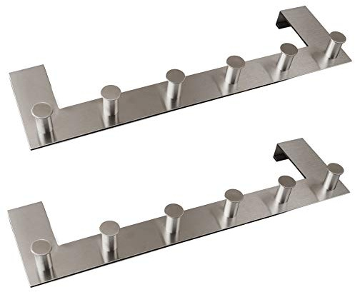 Stahlia Türgarderobe Hakenleiste 6 Kleiderhaken EDELSTAHL rostfrei Garderobenhaken Wandhaken 6 Haken (2 Stück)