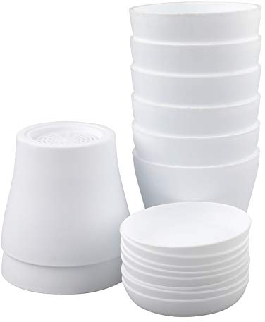 KINGLAKE 8 Stück 10cm Blumentöpfe Pflanztöpfe Klein, übertopf Pflanztopf Anzucht Plastik mit Untersetzer, Blumentopf Kunststoff Set, Topf Kleine Flower Pot für Pflanzen Kakteen Sukkulenten-Weiss