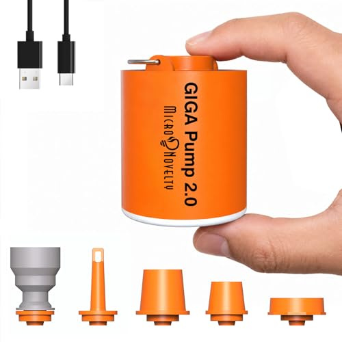 GIGA PUMP Portable Air Pump for Inflatables, Ultra-Light 2.8oz Rechargeable Mini Air Mattress Pump with Camping Light, Inflate Deflate for Air Mattress,Pool Floats, Vacuum Storage Bags