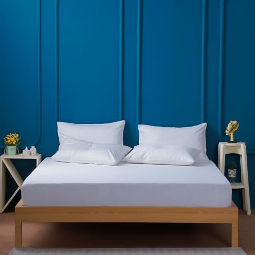 Sheet Story Bamboo Double Fitted Sheet - 41cm Deep Pocket - 400 Thread Count - Soft, Cooling and Hypoallergenic - Fitted Bed Sheets Double - White