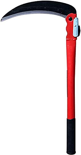 Folding Sickle Carbon Stainless Steel Grass Lawn Gardening Farming Portable Safety Sickle Farming Weed Remover Scythe Blade Cutter Grafting Knife Brush Cutter Hand Saws for Cutting (Large 48 x 23 cm)