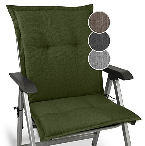 Beautissu Premium Gartenstuhlauflage Niedriglehner mit Dicker Polster Stoff | 105x50x7cm Dunkelgrün robuster & UV-Lichtechtheit Sitzkissen Gartenstuhl Dicke Auflage Niederlehner Auflagen HighLux NL