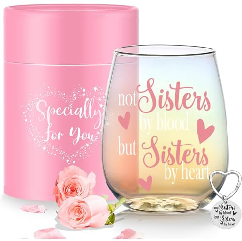 Yalucky Friendship Gifts for Women Personalised Iridescent Stemless Wine Glass Best Friend Bestie Sister Christmas Birthday Gifts for Her Women Gin Glass Special Friend Gift Idea