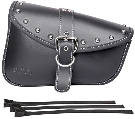 QJBOMTO Motorrad-Satteltaschen–Satteltaschen Softail PVC Leder für Harley Sportster Wasserdicht, seitliche Werkzeugtasche, Universal-Aufbewahrungswerkzeugtasche für Motorrad,mit Getränkehalter