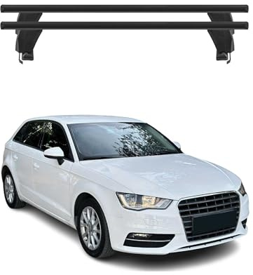 OMAC Dachträger Querträger Alu für Audi A3 8V Sportback 2012-2020 – Abschließbar – T-Nut – City-Crash-getestet – Max. 50 kg Schwarz