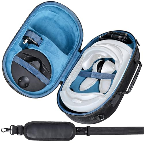 Aenllosi Hard Carrying Case for Meta Quest Pro/Meta Quest 3 All-in-One VR Headset, Only Case(Black+Blue)