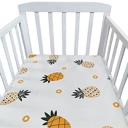 Hiseng Baby Spannbettlaken Spannbetttuch für Beistellbett & Kinderwagen, Karikatur Tier Stern Matratzenschoner Spannbettlaken Baumwolle Stubenwagen Bezug Matratzenbezug (Ananas,105x60cm)