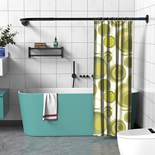 Duschvorhangstange L Form Neue Aufrüstung ∅25mm Bohren Müssen Eckduschstange 70-100x70-100cm Erweiterbare Edelstahl Duschvorhangstangen mit 24 Ringe,Duschstange Ecke für Badezimmer,Badewanne-Schwarz