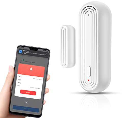 eMylo Sensore per porte e finestre WiFi, Tuya Smart Alarm Sensori con notifica gratuita APP Control Sistema di allarme di sicurezza domestica, funziona con Alexa Google Home