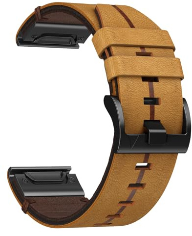 TOPsic Fenix armband 7 x läder, 26 mm armband för Garmin Fenix 6X, Fenix 6X Pro, Fenix 5X, Fenix 5X Plus, Fenix 7X, Fenix 3, Fenix 3 HR, Garmin Enduro, Quatix 3, D2 Delta PX
