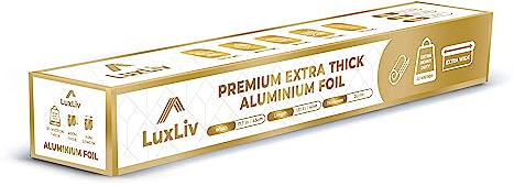 LuxLiv ® Rouleau de papier d'aluminium de qualité supérieure de 45 cm extra large de 40 m d'épaisseur 20 microns d'épaisseur