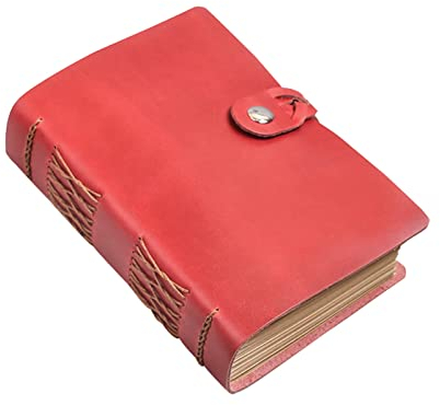 A6-Leder-Schreibjournal-Notizbuch, leeres Tagebuch, Notizblock, Skizzenbuch for Schule, Reisen, Bürobedarf, Männer und Frauen (Color : Red)