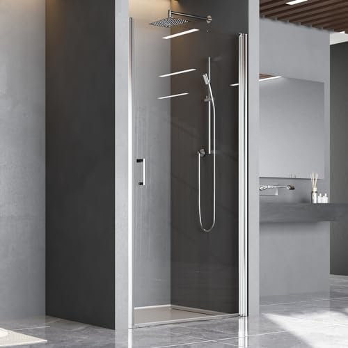 Nischentür Duschabtrennung 90x195 cm Nischentür Schwingtür Duschwand 6mm NANO ESG Sicherheitsglas Duschtür,Ohne Duschwanne