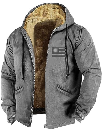 KONG JIMFAN Softshelljacke Herren Wasserdicht Jackenhalter Wand Flanelljacke Herren Freizeitjacke Gute Winterjacken Jacke Imprägnierspray Jacke Warm Winterjacke Warme Winterjacken(Gray,XXL)