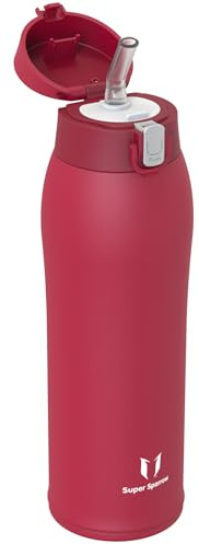 Super Sparrow Water Bottle with Straw - Ultralight Stainless Steel 18/10 Travel Mug - 750ml - BPA Free - Insulated Metal Flask - Leakproof Water Bottle for Sports, Travel, Work