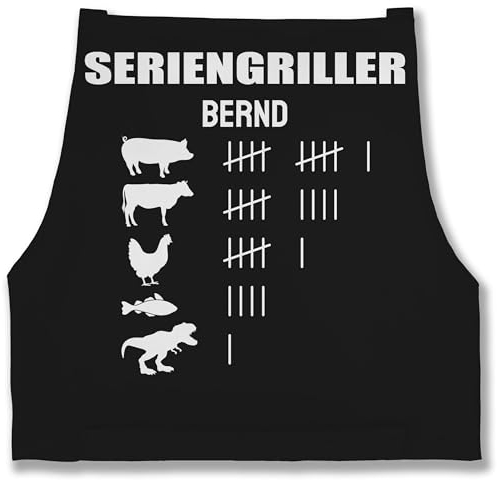 Schürze - Grillschürze - Seriengriller mit Name Lustiges Geschenk Grillen Grillgeschenk - 85x69 - Schwarz - grill schürzen männer personalisierte bäcker lustige grillgeschenke zum backen, für