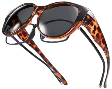TINHAO Polarized Cat Eye Sunglasses Fit Over Glasses Oversized Frame UV Protection Lightweight for Women Driving