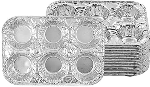 ulafbwur Bandeja para hornear, 20 unidades, bandeja para hornear de 6 rejillas, utensilios para hornear no desechables, a prueba de aceite, moldes de aluminio para magdalenas de cocina, herramienta de