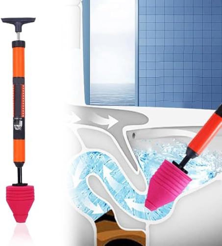 DKIIL NOIYB Hochdruck-Toilettenreiniger, Abflussverstopfungsentferner mit Ständer, Multifunktions Hochdruck-WC-Reiniger, Hochdruck Toilet Plunger für Reinigen Rohre/Waschbecken/Badezimmer/Küchen (Rot)