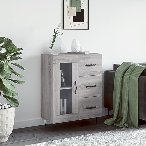 HETFTJN Buffet, armoire à pharmacien, meuble de cuisine, îlot de cuisine, armoire d'angle - Convient pour dortoir, bureau, couloir, chambre à coucher, gris sonoma - 69,5 x 34 x 90 cm - Matériau dérivé