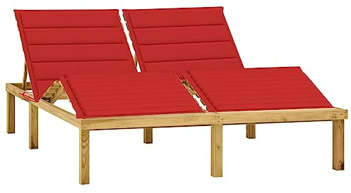 Doppelter Loungesessel mit grünen Kissen aus imprägniertem Kiefernholz – 200 x 138 x 77 cm – Loungesessel – Loungesessel – Campingstuhl – Entspannungssessel – Gartenstuhl – Schaukelstuhl
