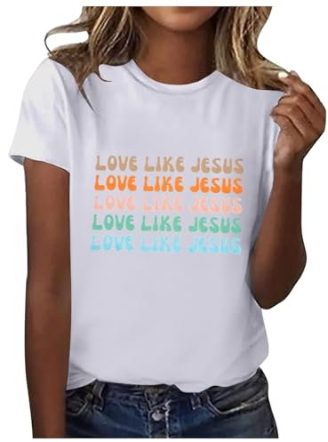 Shirts for Women Unisex 3D Printed T Shirt Summer Personalized Casual Short Sleeve Tee Shirts Tops Vest Tops for Women UK Loose Fit Tee (White, L)