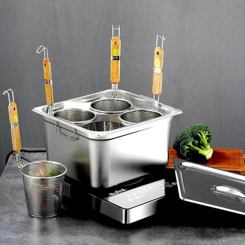BTURYT Kommerzieller Nudelkocher Einsatz Set, Topf Mit Passendem Deckel, 2/4/6 Loch Edelstahl Mehrzwecktopf Zum Kochen Von Gemüse, Meeresfrüchten