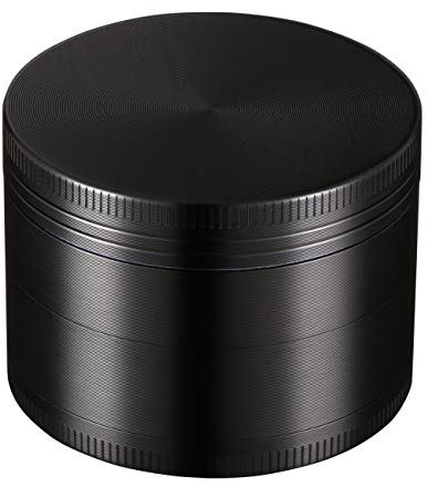 LIHAO Herb Grinder Zinc Alloy Mini Grinder with Pollen Scraper for Dry Herb and Spices 50mm 4 Part Black