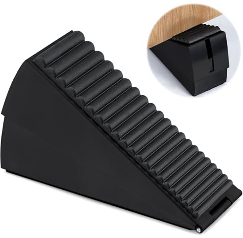 Modixun Großer Türstopper, robuster Türstopper, Keil, Edelstahl, Gummi, Türstopper für die Unterseite der Tür, 7 cm hoch, verstellbarer Türstopper, passend für jede schwere Tür, Schwarz