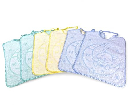 Juego de baberos para niños y niñas Mini Jack © 26 x 34 cm babero con elástico de algodón puro - 6 piezas niño macho