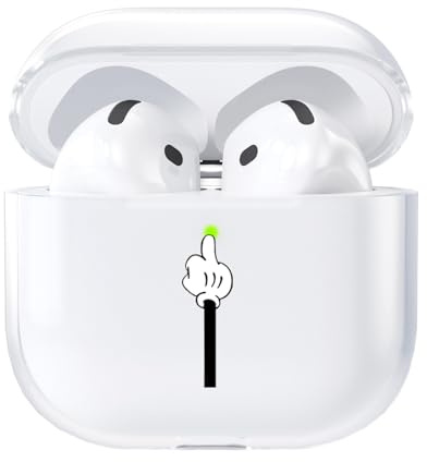 AKABEILA Hülle Kompatibel mit Apple AirPods 4 Transparente Schutzhülle Weich TPU mit Niedliches Design AirPods 4 Gen 2024 USB-C Ladehülle LED Front Sichtbar