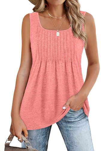 Zeagoo Camiseta Sin Mangas para Mujer Verano Chaleco Top Elegante Camisa | Casual Cuello Cuadrado Cami Básica Camisole Shirt Túnica Blusa Tank S-XXL