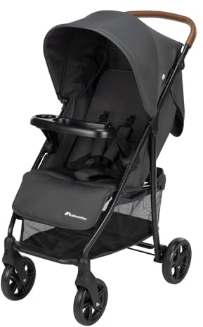 Bebeconfort Misty, Kompakter Kinderwagen, Aufbewahrungskorb 8 kg, Tablett als Schutz und Spielbereich, Kinderwagen ab Geburt, Liegeposition, zusammenklappbar, 0-4 Jahre, bis 22 kg, Mineral Graphite