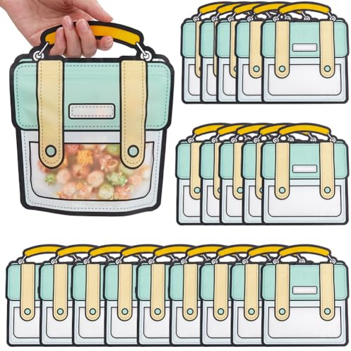 SOFPLATE 20 Stück 18x21cm Große Geschenktüten Aus Kunststoff Cartoon Rucksack Goodie Bag Großpackung Grün Wiederverwendbar Für Den Schulanfang Partygeschenktüte Druckverschluss Griff Oben Bonbontüten