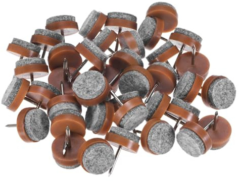 M METERXITY 40-Pack Furniture Felt Pads Nail-on, 0.79 (20mm) Heavy Thickening Felt Round Pad for Chair/Table, Hardwood Floor Protector [Brown]