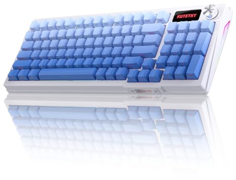 Kutethy KY95 98% Wireless Gasket RGB Gaming Keyboard,3-Modes 95 Keys Hot-Swap Mechanical Keyboard,Dedicated Knob Control on-screen display,Side Printed PBT Keycaps,Clicky Pre-lubed 3.0 Blue Switch