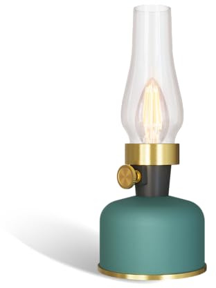 Calex - Lavinio Rechargeable Table Lamp, Cordless Light, LED Oil Lamp, Camping Lantern, Indoor & Outdoor, Battery Operated, Dimmable, Green