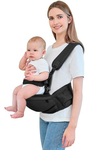 IULONEE Tragetuch Babytrage Neugeborene Ab Geburt Hüfttrage Kleinkind Trage Hüftsitzträger Ergonomischer Tragehilfe Babytrage Baby Hüftsitz Tragehilfe Für Neugeborene (Schwarz)
