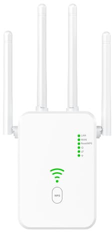 CLIUNT Ripetitore WiFi Potente, Amplificatore Wifi Potente,2.4GHz Extender WiFi Dual Band, con 1 porta LAN, 1 porta WAN, WPS, antenne 3dBi x2, per casa e ufficio