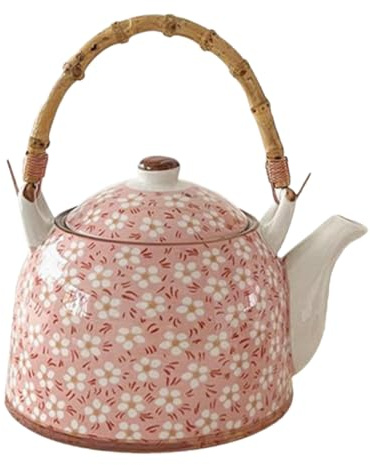 YARNOW Chinese Ceramic Teapot for Loose Tea Brewing Vintage Porcelain Kung Fu Kettle Random Handle Style Capacity for Family Gatherings for Stovetop Use