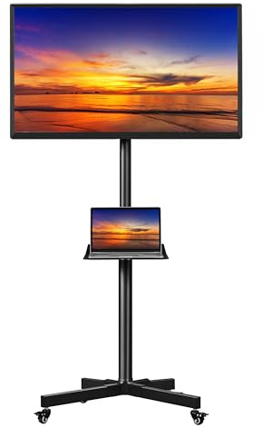 Yaheetech Adjustable Mobile TV Stand with Storage Fits 23-60 Inch TVs Black