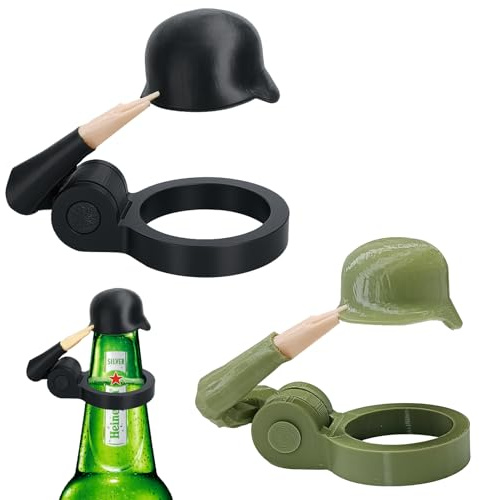 MeYuxg Bierhelm, Bierflaschenverschluss Stahlhelm, Bierflaschen Helm Bierhelm, Wiederverwendbares Dekoratives Staubdestfloser Soldat Bierhelm für Bar Familie Party (2 Stücke)